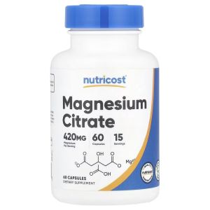 Магній цитрат, Magnesium Citrate, Nutricost, 60 капсул Магній цитрат, Magnesium Citrate, Nutricost, 60 капсул