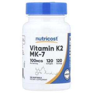 Вітамін К2 у формі МК-7, 100 мкг, Vitamin K2 MK-7, Nutricost, 120 гелевих капсул Вітамін К2 у формі МК-7, 100 мкг, Vitamin K2 MK-7, Nutricost, 120 гелевих капсул
