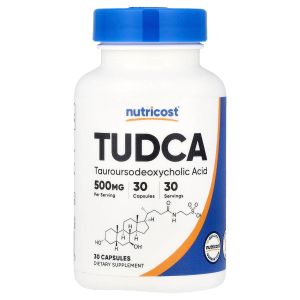 Тауроурсодезоксихолева кислота, 500 мг, TUDCA, Nutricost, 30 капсул Тауроурсодезоксихолева кислота, 500 мг, TUDCA, Nutricost, 30 капсул