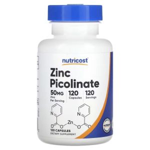 Цинк піколінат, 50 мг, Zinc Picolinate, Nutricost, 120 капсул Цинк піколінат, 50 мг, Zinc Picolinate, Nutricost, 120 капсул