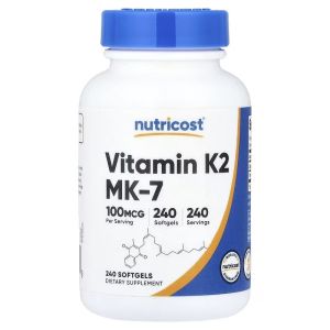 Вітамін К2 у формі МК-7, 100 мкг, Vitamin K2 MK-7, Nutricost, 240 гелевих капсул Вітамін К2 у формі МК-7, 100 мкг, Vitamin K2 MK-7, Nutricost, 240 гелевих капсул