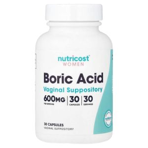 Борна кислота для жінок, 600 мг, Women, Boric Acid, Vaginal Suppository, Nutricost, 30 вагінальних капсул Борна кислота для жінок, 600 мг, Women, Boric Acid, Vaginal Suppository, Nutricost, 30 вагінальних капсул
