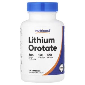 Літій оротат, 5 мг, Lithium Orotate, Nutricost, 120 капсул Літій оротат, 5 мг, Lithium Orotate, Nutricost, 120 капсул