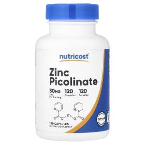 Цинк піколінат, 30 мг, Zinc Picolinate, Nutricost, 120 капсул Цинк піколінат, 30 мг, Zinc Picolinate, Nutricost, 120 капсул