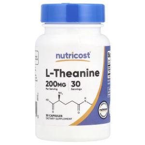 L-теанін, 200 мг, L-Theanine, Nutricost, 30 капсул L-теанін, 200 мг, L-Theanine, Nutricost, 30 капсул