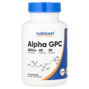 Альфа-гліцерилфосфорилхолін, 600 мг, Alpha GPC, Nutricost, 60 капсул Альфа-гліцерилфосфорилхолін, 600 мг, Alpha GPC, Nutricost, 60 капсул