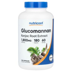Глюкоманнан, екстракт кореня конжаку, 1800 мг, Glucomannan Konjac Root Extract, Nutricost, 180 капсул Глюкоманнан, екстракт кореня конжаку, 1800 мг, Glucomannan Konjac Root Extract, Nutricost, 180 капсул