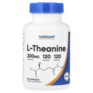 L-теанін, 200 мг, L-Theanine, Nutricost, 120 капсул L-теанін, 200 мг, L-Theanine, Nutricost, 120 капсул