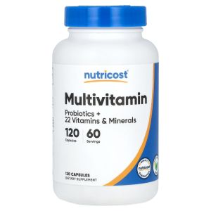 Мультивітаміни з пробіотиками, Multivitamin, Probiotics + 22 вітаміни та мінерали, Nutricost, 120 капсул Мультивітаміни з пробіотиками, Multivitamin, Probiotics + 22 вітаміни та мінерали, Nutricost, 120 капсул