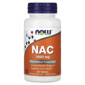 NAC (N-Ацетил-L-Цистеїн), 1000 мг, NAC, Now Foods, 60 таблеток NAC (N-Ацетил-L-Цистеїн), 1000 мг, NAC, Now Foods, 60 таблеток