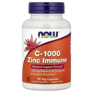 Вітамін C та Цинк, C-1000, Zinc Immune, Now Foods, 90 вегетаріанських капсул Вітамін C та Цинк, C-1000, Zinc Immune, Now Foods, 90 вегетаріанських капсул