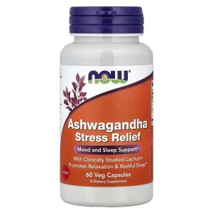 Ашваганда, Ashwagandha Stress Relief, Now Foods, 60 вегетаріанських капсул Ашваганда, Ashwagandha Stress Relief, Now Foods, 60 вегетаріанських капсул