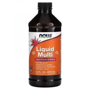 Жидкие мультивитамины и минералы, вкус лесных ягод, Liquid Multi, Now Foods, 473 мл