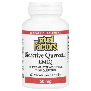 Кверцетин високоактивний біоактивний, 50 мг, Bioactive Quercetin EMIQ, Natural Factors, 60 вегетаріанських капсул