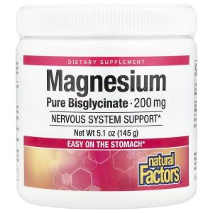 Магній Бісгліцинат у порошку, 200 мг, Magnesium Bisglycinate, Pure, Natural Factors, 120 гр Магній Бісгліцинат у порошку, 200 мг, Magnesium Bisglycinate, Pure, Natural Factors, 120 гр