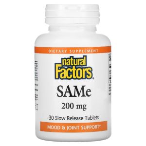 SAM-e (дисульфат тозилат) повільного вивільнення, 200 мг, SAMe (Disulfate Tosylate), Natural Factors, 30 таблеток SAM-e (дисульфат тозилат) повільного вивільнення, 200 мг, SAMe (Disulfate Tosylate), Natural Factors, 30 таблеток