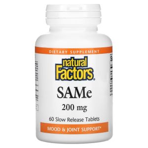 SAM-e (дисульфат тозилат) повільного вивільнення, 200 мг, SAMe (Disulfate Tosylate), Natural Factors, 60 таблеток SAM-e (дисульфат тозилат) повільного вивільнення, 200 мг, SAMe (Disulfate Tosylate), Natural Factors, 60 таблеток