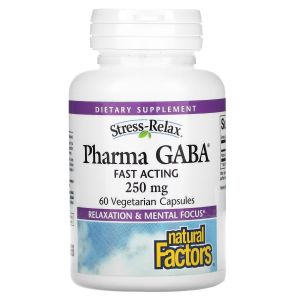 GABA (Гама-аміномасляна кислота), 250 мг, Stress-Relax, Pharma GABA, Natural Factors, 60 вегетаріанських капсул GABA (Гама-аміномасляна кислота), 250 мг, Stress-Relax, Pharma GABA, Natural Factors, 60 вегетаріанських капсул