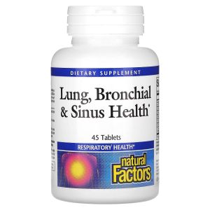 Здоровье дыхательных путей, Lung, Bronchial & Sinus Health, Natural Factors, 45 таблеток Здоровье дыхательных путей, Lung, Bronchial & Sinus Health, Natural Factors, 45 таблеток