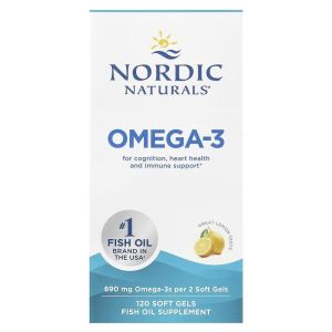 Омега-3, 690 мг на порцию, вкус лимона, Omega-3, Nordic Naturals, 120 гелевых капсул Омега-3, 690 мг на порцию, вкус лимона, Omega-3, Nordic Naturals, 120 гелевых капсул