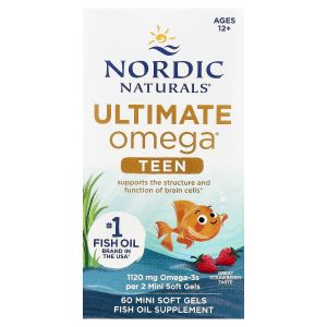 Омега-3, риб'ячий жир для підлітків, смак полуниці, Teen, Ultimate Omega Fish Oil, Ages 12+, Nordic Naturals, 60 мінікапсул Омега-3, риб'ячий жир для підлітків, смак полуниці, Teen, Ultimate Omega Fish Oil, Ages 12+, Nordic Naturals, 60 мінікапсул