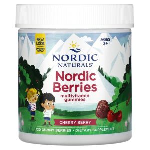 Мультивитамины для детей, вкус вишни, Nordic Berries, Multivitamin Gummies, Ages 3+, Nordic Naturals, 120 жевательных конфет Мультивитамины для детей, вкус вишни, Nordic Berries, Multivitamin Gummies, Ages 3+, Nordic Naturals, 120 жевательных конфет