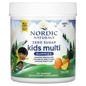 Мультивитамины для детей без сахара, вкус апельсин и лимон, Zero Sugar Kids Multi Gummies, Ages 4 +, Nordic Naturals, 120 жевательных таблеток Мультивитамины для детей без сахара, вкус апельсин и лимон, Zero Sugar Kids Multi Gummies, Ages 4 +, Nordic Naturals, 120 жевательных таблеток