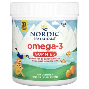 Омега-3 для детей от 3 лет, вкус мандарина, Omega-3 Gummies, Ages 3+, Nordic Naturals, 120 жевательных таблеток Омега-3 для детей от 3 лет, вкус мандарина, Omega-3 Gummies, Ages 3+, Nordic Naturals, 120 жевательных таблеток
