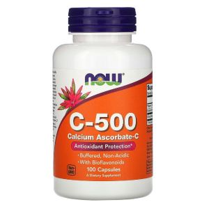 Вітамін C-500, аскорбат кальцію-C, Vitamin C, Calcium Ascorbate-C, Now Foods, 100 капсул Вітамін C-500, аскорбат кальцію-C, Vitamin C, Calcium Ascorbate-C, Now Foods, 100 капсул
