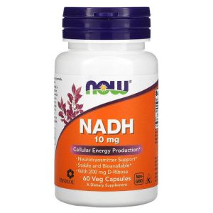 NADH, 10 мг, Now Foods, 60 вегетаріанських капсул NADH, 10 мг, Now Foods, 60 вегетаріанських капсул