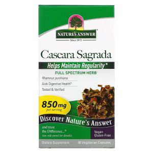 Каскара Саграда, 850 мг, Cascara Sagrada, Nature's Answer, 90 вегетарианских капсул