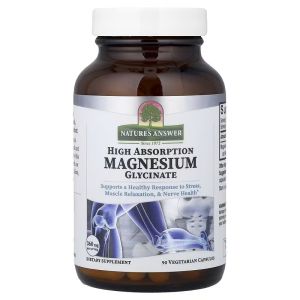 Магній гліцинат високої засвоюваності, Magnesium Glycinate, High Absorption, Nature's Answer, 90 вегетаріанських капсул Магній гліцинат високої засвоюваності, Magnesium Glycinate, High Absorption, Nature's Answer, 90 вегетаріанських капсул
