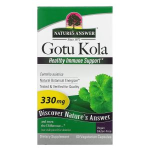 Готу кола, 330 мг, Gotu Kola, Healthy Immune Support, Nature's Answer, 60 вегетарианских капсул