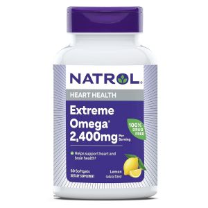 Омега-3, 2400 мг, смак лимона, Extreme Omega, Natrol, 60 капсул