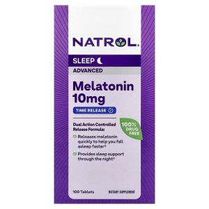 Мелатонин с замедленным высвобождением, 10 мг, Melatonin, Time Release, Natrol, 100 таблеток Мелатонин с замедленным высвобождением, 10 мг, Melatonin, Time Release, Natrol, 100 таблеток