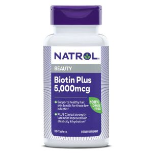Биотин повышенной эффективности, 5000 мкг, Biotin Plus, Natrol, 60 таблеток
