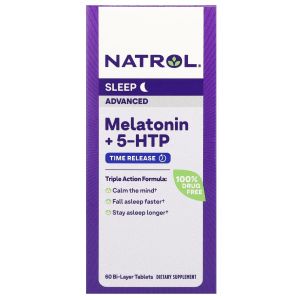 Мелатонин с 5-HTP, улучшенный сон, Melatonin + 5-HTP, Natrol, 60 таблеток Мелатонин с 5-HTP, улучшенный сон, Melatonin + 5-HTP, Natrol, 60 таблеток