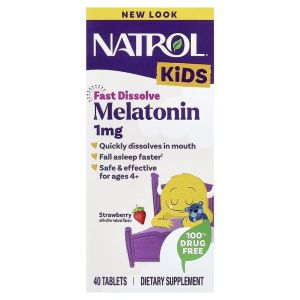 Мелатонин для детей 4+, вкус клубники, Kids, Melatonin, Natrol, 40 таблеток Мелатонин для детей 4+, вкус клубники, Kids, Melatonin, Natrol, 40 таблеток