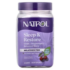 Здоровый сон и восстановление, без мелатонина, вкус вишни, Sleep & Restore, Natrol, 60 жевательных конфет Здоровый сон и восстановление, без мелатонина, вкус вишни, Sleep & Restore, Natrol, 60 жевательных конфет