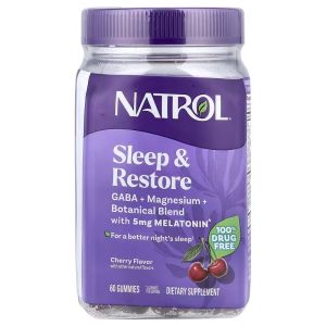 Здоровый сон и восстановление, с мелатонином, вкус вишни, Sleep & Restore, Natrol, 60 жевательных конфет Здоровый сон и восстановление, с мелатонином, вкус вишни, Sleep & Restore, Natrol, 60 жевательных конфет