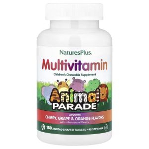 Мультивитамины для Детей, Вкус Ассорти, Animal Parade, Natures Plus, 180 жевательных таблеток Мультивитамины для Детей, Вкус Ассорти, Animal Parade, Natures Plus, 180 жевательных таблеток
