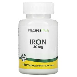 Железо, 40 мг, Iron, Natures Plus, 180 таблеток Железо, 40 мг, Iron, Natures Plus, 180 таблеток