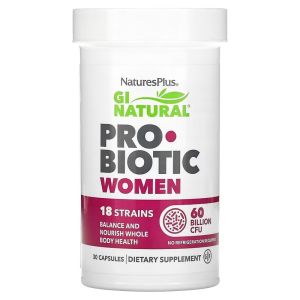 Пробіотик для жінок, 60 млрд КУО, GI Natural, Probiotic Women, Natures Plus, 30 капсул Пробіотик для жінок, 60 млрд КУО, GI Natural, Probiotic Women, Natures Plus, 30 капсул