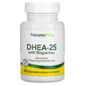 Дегідроепіандростерон з біоперином, 25 мг, DHEA-25 With Bioperine, Natures Plus, 60 капсул Дегідроепіандростерон з біоперином, 25 мг, DHEA-25 With Bioperine, Natures Plus, 60 капсул
