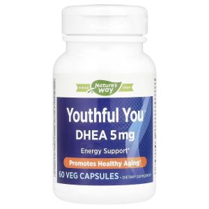 Дегидроэпиандростерон, 5 мг, DHEA, Youthful You, Nature's Way, 60 вегетарианских капсул Дегидроэпиандростерон, 5 мг, DHEA, Youthful You, Nature's Way, 60 вегетарианских капсул