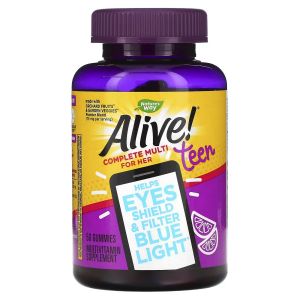 Мультивітамінний комплекс для дівчат, цитрусовий смак, Alive! Teen, Complete Multi for Her, Nature's Way, 50 жувальних таблеток