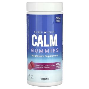 Цитрат Магния, 330 мг, вкус малина лимон, CALM, Magnesium Supplement, Natural Vitality, 120 жевательных конфет Цитрат Магния, 330 мг, вкус малина лимон, CALM, Magnesium Supplement, Natural Vitality, 120 жевательных конфет