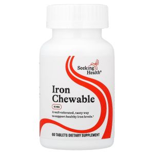 Железо, 10 мг, Optimal Iron Chewable, Seeking Health, 60 жевательных таблеток Железо, 10 мг, Optimal Iron Chewable, Seeking Health, 60 жевательных таблеток