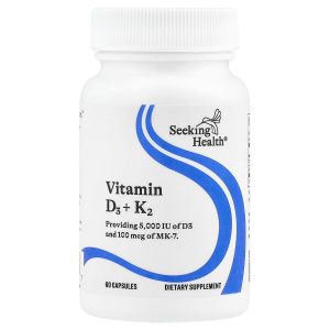 Витамин D3+K2, 5000 МЕ и 100 мкг, Vitamin D3+K2, Seeking Health, 60 капсул Витамин D3+K2, 5000 МЕ и 100 мкг, Vitamin D3+K2, Seeking Health, 60 капсул