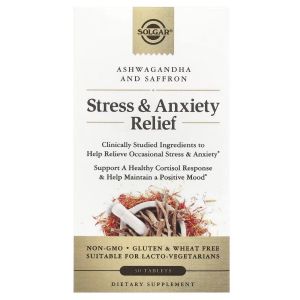 Снятие стресса и тревоги, Stress & Anxiety Relief, Solgar, 30 таблеток